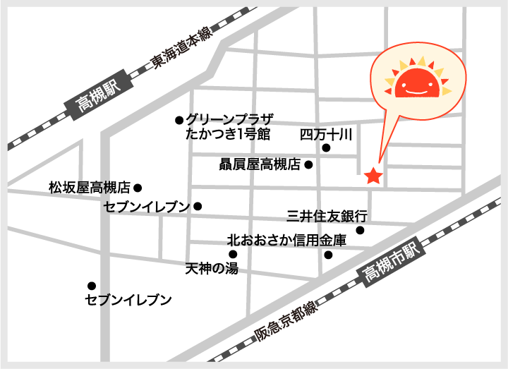 サンライズキッズ保育園 高槻駅前園 周辺地図