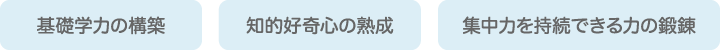 基礎学力の構築・知的好奇心の熟成・集中力を持続できる力の鍛錬