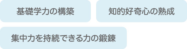 基礎学力の構築・知的好奇心の熟成・集中力を持続できる力の鍛錬