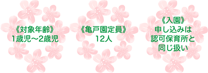 対象年齢・亀戸園定員・入園
