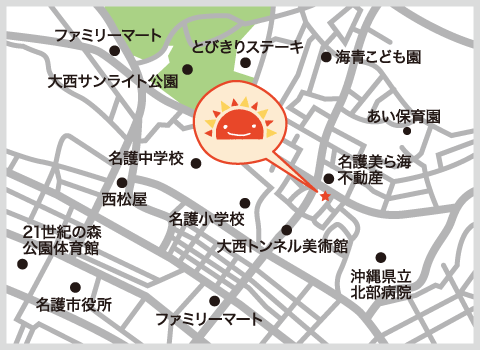 サンライズキッズ保育園 名護園周辺地図