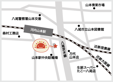 サンライズキッズ保育園八尾園周辺地図